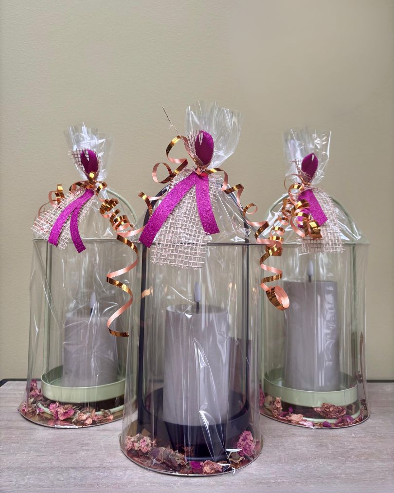 Windlicht met LED kaars - moederdagpakket